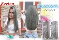 Berina ครีมย้อมผม สูตรทำสีบรอนด์เทา A21= 2 กล่อง A38 = 1 กล่อง (รวม 3 กล่อง)