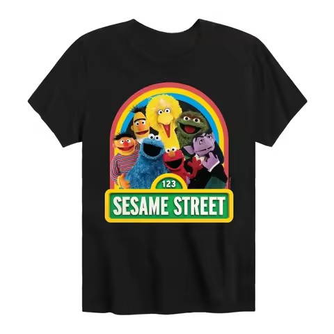Sesame Street Womens Sesame Boys' - Sesame Street - Group Elmo and Friends Short Sleeve Graphic T-Sh