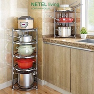 NETEL Kitchen Pot Rack Multi-functional Kitchen Stand Storage Rack 304 Stainless Steel Cookware Orga