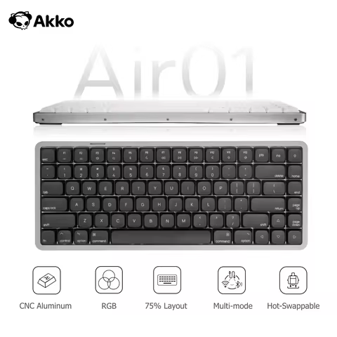 Akko Air 01 Mechanical Keyboard 75% 84-Key Mac Layout Custom Low Profile Hot-swappable RGB Tri-mode 