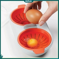 (smiles) Double-layer Microwave Mini Egg Poacher Steamer Breakfast Cooker Boiler Cup