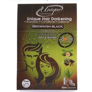 Unique Hair Darkening Dye Shampoo Brownish Black (30ml Sachet)