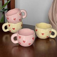 Sweet Heart-Shaped Ceramic Coffee Mug, High-Quality Ceramic Cup, Creative Ceramic Mug, Pink Water Cu