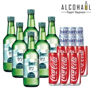 【KOREAN SOJU COCKTAIL BUNDLE 】6 OneShot Original Soju + 6 Cola can + 6 Hite beer can