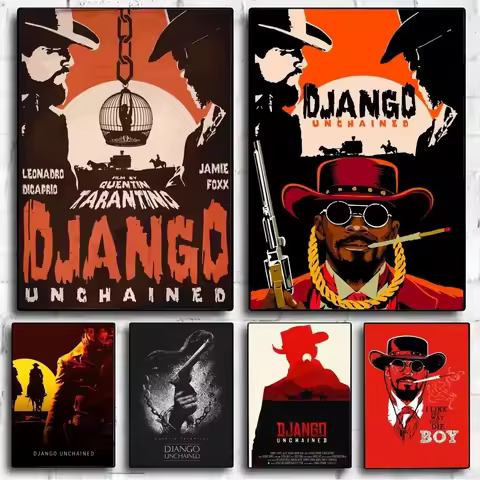 Classic Movie Django Unchained Poster Retro Poster Canvas Painting Mural Modern Home Living Room Bed