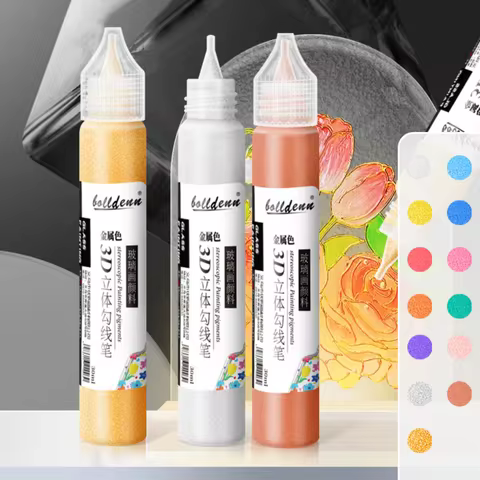 13 Colors 30ml 3D Stereoscopic Outline Art Painting Acrylic Pigment Pen for DIY Glass Paper Stones A