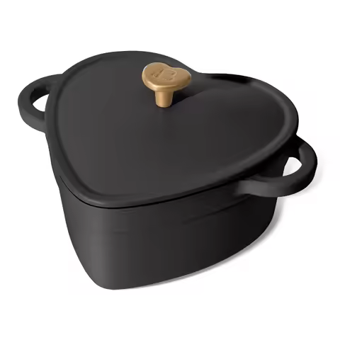 Beautiful by Drew Barrymore 2qt Heart Cast Iron Dutch Oven, Black Sesame