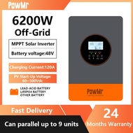 PowMr 6.2KW Hybrid Solar Inverter 500Vdc Supports 48V Lifepo4 Battery Can Parallel Up to 9 Unit Buil