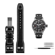 RAYESS 21mm 22mm Calfskin Leather Watchband Replacement for IWC Watch Pilot PORTOFINO Mark18 Folding