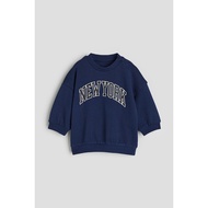 H&amp;M -  Text-print cotton sweatshirt (Unisex-kids) - Blue Dark