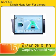 STAPON 13inch 6+64GB for toyota-86 android15 2k 1920x1200p screen carplay android auto 2.5D qled SCR
