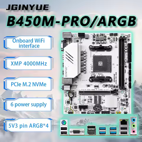JGINYUE B450 AM4 Motherboard M-ATX supports AMD Ryzen2000-5000 series CPU EXPO DDR4 RAM Desktop PC B