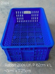 Box Container Rabbit 2004 Bolong / Keranjang Industri Roti mirip Hanata 2002 / Krat Plastik Rak Susu