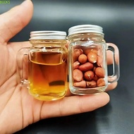 BUCKS 5Pcs Mini Mason Jar, 35ml Portable Sealed Glass Bottle, Storage Tank with Handle Leakproof Cut