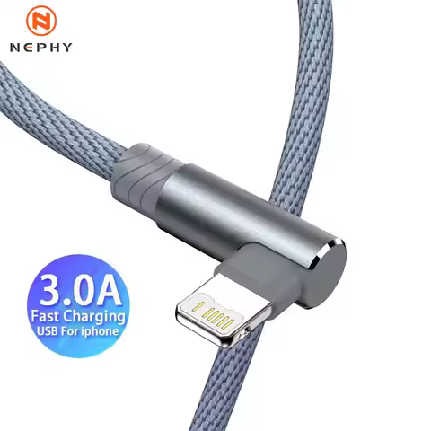 90 Degree USB Cable For iPhone 14 13 12 11 Pro Max X XR 6s 7 8 Plus 2m 3m Lead Mobile Phone Fast Cha