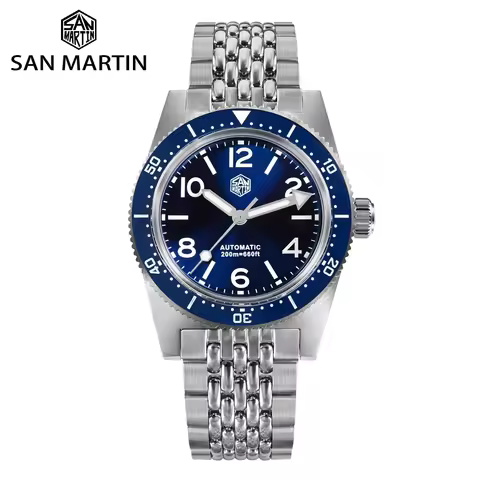 San Martin New 37mm 62Mas Men Luxury Diving Watch Automatic Mechanical Wristwatch Fly Adjustable Cla