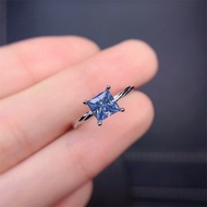 藍色莫桑石戒指，1 克拉莫桑石戒指，Crackling 莫桑石戒指