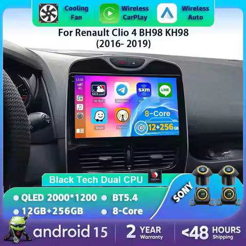 Android 15 For Renault Clio 4 BH98 KH98 2016- 2019 2K QLED Android Car Radio Multimedia Video Player