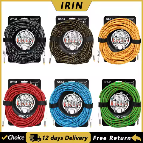 IRIN 3/6/10M Guitar Cable Pure Copper Core Anti-Noise 6.35mm Male to Male Audio Cable for Electric G
