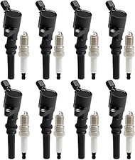 FUSCH Set of 8 Ignition Coil and Spark Plug Compatible with Ford F150 F250 F350 Explorer Crown Victo