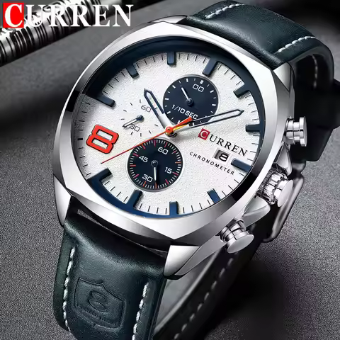 CURREN Watch Men Waterproof Chronograph Sport Military Male Clock Top Brand Luxury Leather Man Wrist