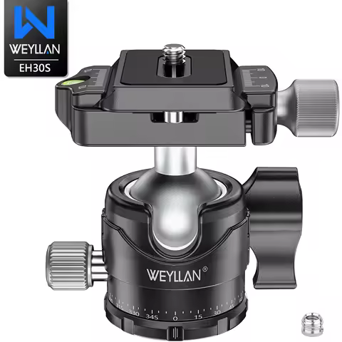 WEYLLAN EH30S Tripod Head Universal Ball Head ow Gravity Center 360 Panoramic Video Ballhead Quick R