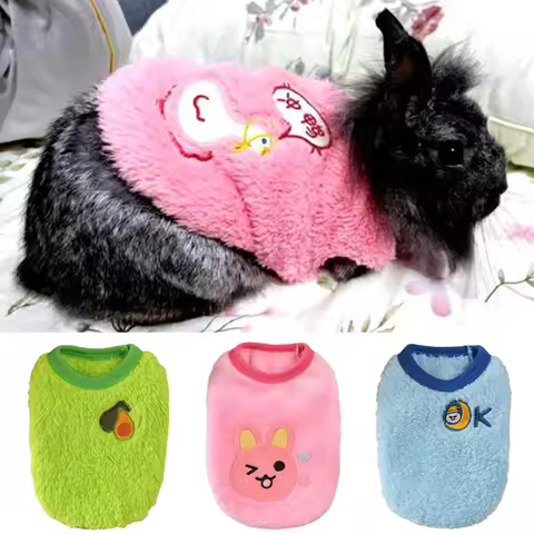 Warm Fleece Rabbit Guinea Pig Clothes Cute Print Pet Sweater for Small Little Animals Bunny Chinchil