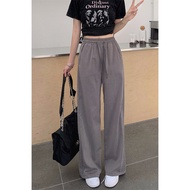 tracksuit woman seluar sukan perempuan Gray Wide-Leg Stripe Casual Pants - Light & Comfortable