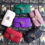 GUCCIGG Marmont Quilted GG Retro Chain Female Bag Fashion Shoulder Bag Messenger Bag Double gg Small