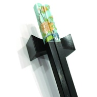 porcelain blue and white peony design | Ebony Wood Chopsticks and Holders Dining Set
