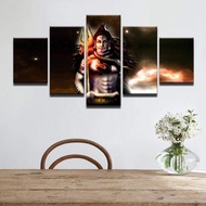 WERDF Mural Wall artModern Mural Canvas HD Printed Picture Frame 5 Pieces Indian God Shiva Picture M