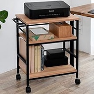 Yamazen MWT-60 (OAK/SBK) Desk Side Wagon with Casters (W x D x H): 13.8 x 21.7 x 27.6 inches (35 x 5