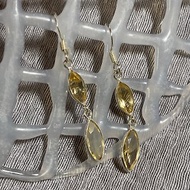 天然 黃金托帕石 耳環 印度製 925純銀