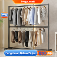 LG 200cm Rak Gantungan Baju Besi 2 Susun Rak Gantungan Baju Toko Stand Hanger Gawang Jemuran Pakaian