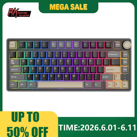 Royal Kludge RK R75 Wired Gaming Keyboard 80 Keys 80% Gasket RGB Backlit Hot-swappable Mechanical Ke