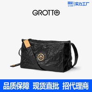 New GROTTO GROTTO Genderlessism Blackstone Genuine Leather Large-Capacity One-Shoulder Messenger Sof