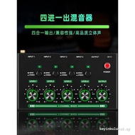 ((Ready stock) 6.5 Interface Stereo Mixer Four In Two Out 4-Channel Mixer Microphone Sound Card Guit