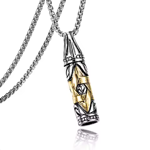 Stainless steel Israel Bat Mitzvah Gift Hanukkah Jewish Star of David Necklace Men Six-Pointed Star 