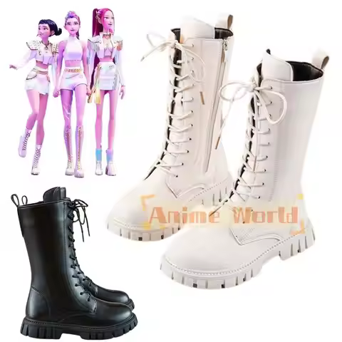 Kids Girls Kpop Demon Hunters Rumi Zoey Mira Cosplay Boots Shoes Child Leather Shoes Roleplay Hallow