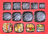 Disposable Square Tray Sushi Box, Platter Box, High-end Packaging Box, Square Takeaway Sushi Box