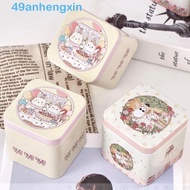 ANHENGXIN Cookie Tin, Portable Cartoon Tin Box, Cosmetic Case Bear Rabbit Pattern Square Durable Biscuit Storgae Box Wedding Gifts
