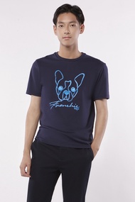 ESP เสื้อทีเชิ้ตลายเฟรนช์ชี่ ผู้ชาย สีน้ำเงิน | Frenchie Tee Shirt | 03975