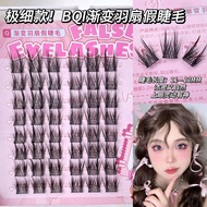 BQI Gradient Feather Fan Lashes, Lazy Trilogy Segmented, Fine Stem Comic Natural Lashes