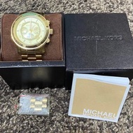 正品Michael Kors 三眼錶不銹鋼時尚金色男錶 中性錶-(MK8077 )-金/45mm （女生帶也很美好看）/名牌配件
