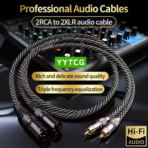 YYTCG HIFI 2RCA to 2XLR Audio cable 6N OFC 3 Pin XLR Female to RCA Male Cable For speaker Amplifier 