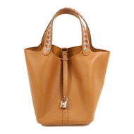 HERMES Epsom皮革Picotin MM銀扣手挽袋Gold