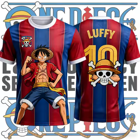 2026 Summer One Piece Luffy Retro 3D Print T-Shirt Sports Quick-Dry Short Sleeve Tee for Adults & Ki