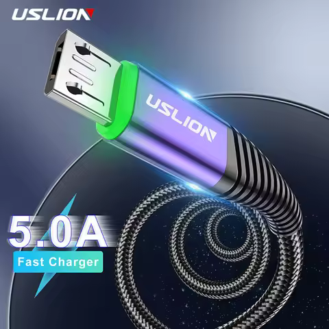 USLION 5A LED Micro USB Cable Fast Charging Micro USB Charger Support Data Transmission For Xiaomi S