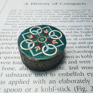 法國古董 畫琺瑯銅鍍金粉盒