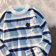 Flower Crewneck Stripe Knitwear